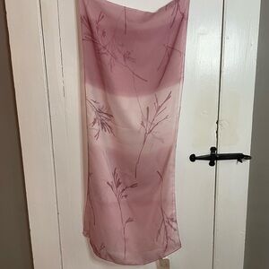 O.R.B. Ombre Sheer Pink Botanical Scarf 13" X 62 NEW WITH TAGS